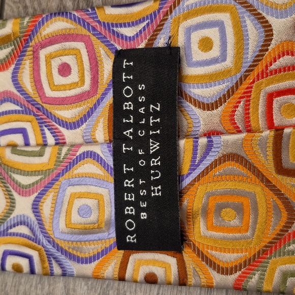 Robert Talbott BEST of CLASS Men ROBERT TALBOTT Best of Class Metallic Beige Orange Abstract Shapes Mens Silk Tie